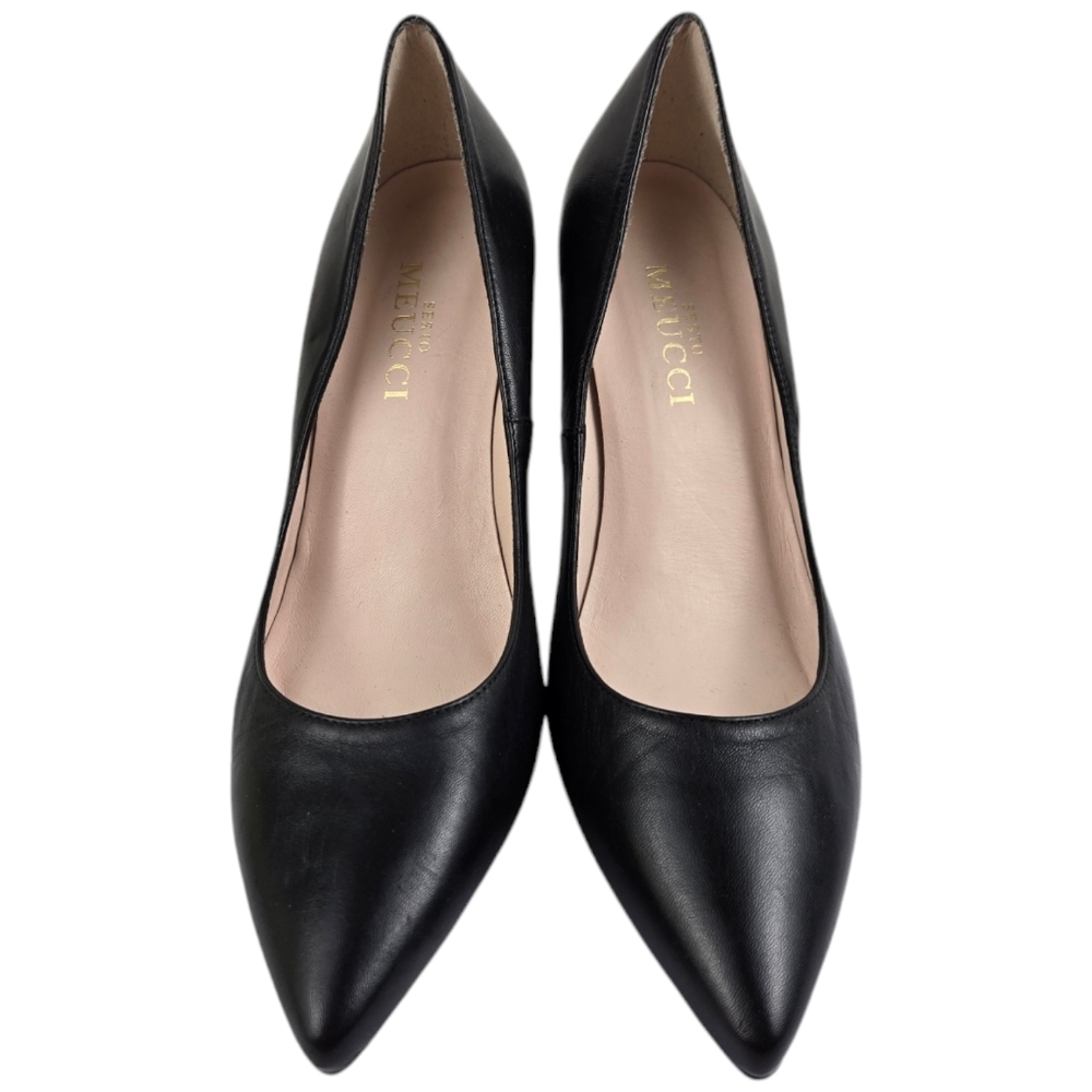 Sesto Meucci Women's Size 9 Black Leather Pointed Toe Pumps Heels